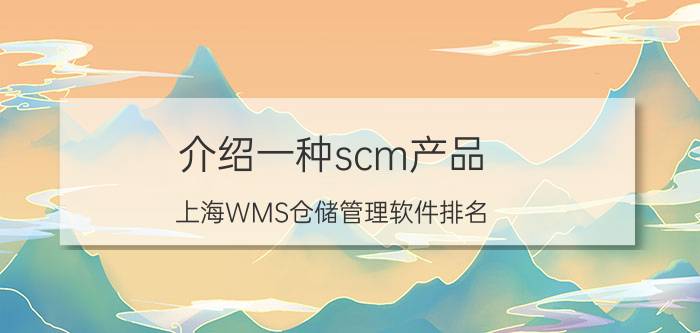 介绍一种scm产品 上海WMS仓储管理软件排名？